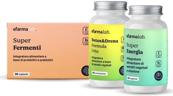 eFarmaLab Protocollo Primavera Vitalità Super Fermenti 30 Compresse + Detox e Drena 60 Compresse + Super Energia 60 Capsule
