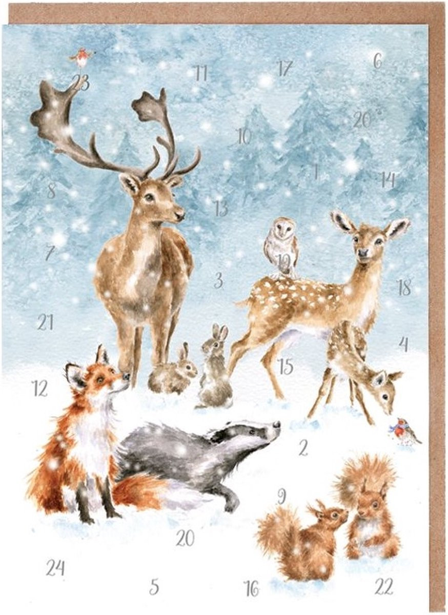 Wrendale Designs by Hannah Dale - A Winter Wonderland - Adventskalender Kaart - 15,8 x 21 cm