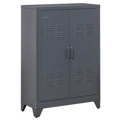 Helloshop26 - Büroschrank 75 x 33 x 110 cm modulare Aufbewahrung verstellbare Regalböden im Industriestil aus anthrazitgrauem Metall