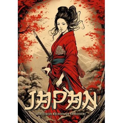 Japan Graustufen Malbuch für Erwachsene, Taschenbuch von Monsoon Publishing,Musterstück Grafik, Epubli, 978-3-7584-2636-0