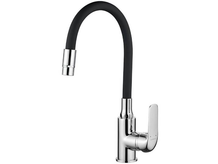 KOLMAN Küchenarmatur Wasserhahn ELZA Küchenmischer mit flexiblen 2-Funktionen Auslauf in Chrom-Schwarz