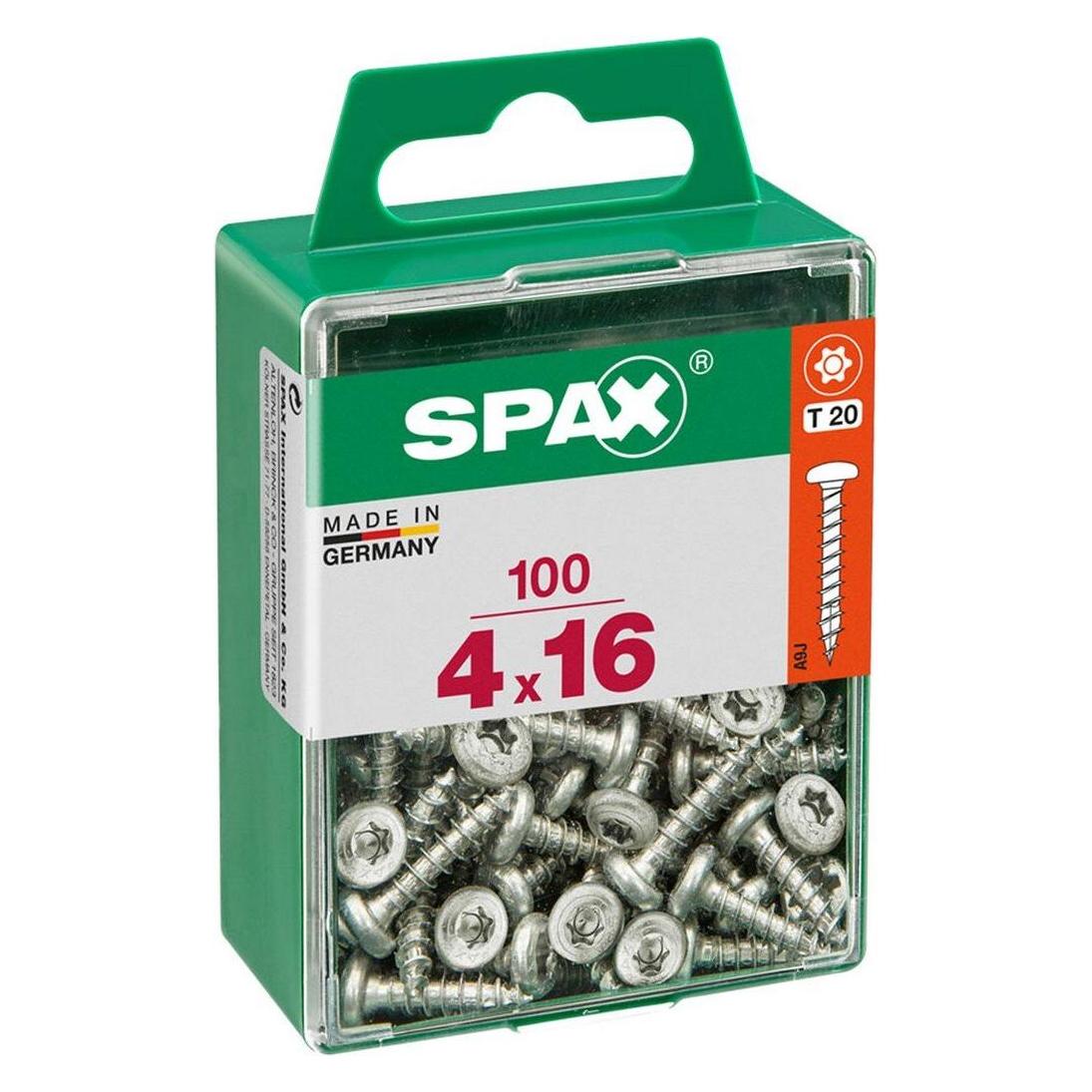 Spax Schraubenkasten Wirox Holz Rundkopf 100 Stücke (4 x 16 mm) (100 Schrauben pro Stück) (45261703)