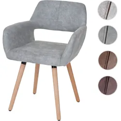 Esszimmerstuhl HWC-A50 II, Stuhl Küchenstuhl, Retro 50er Jahre Design ~ Textil, vintage betongrau, helle Beine