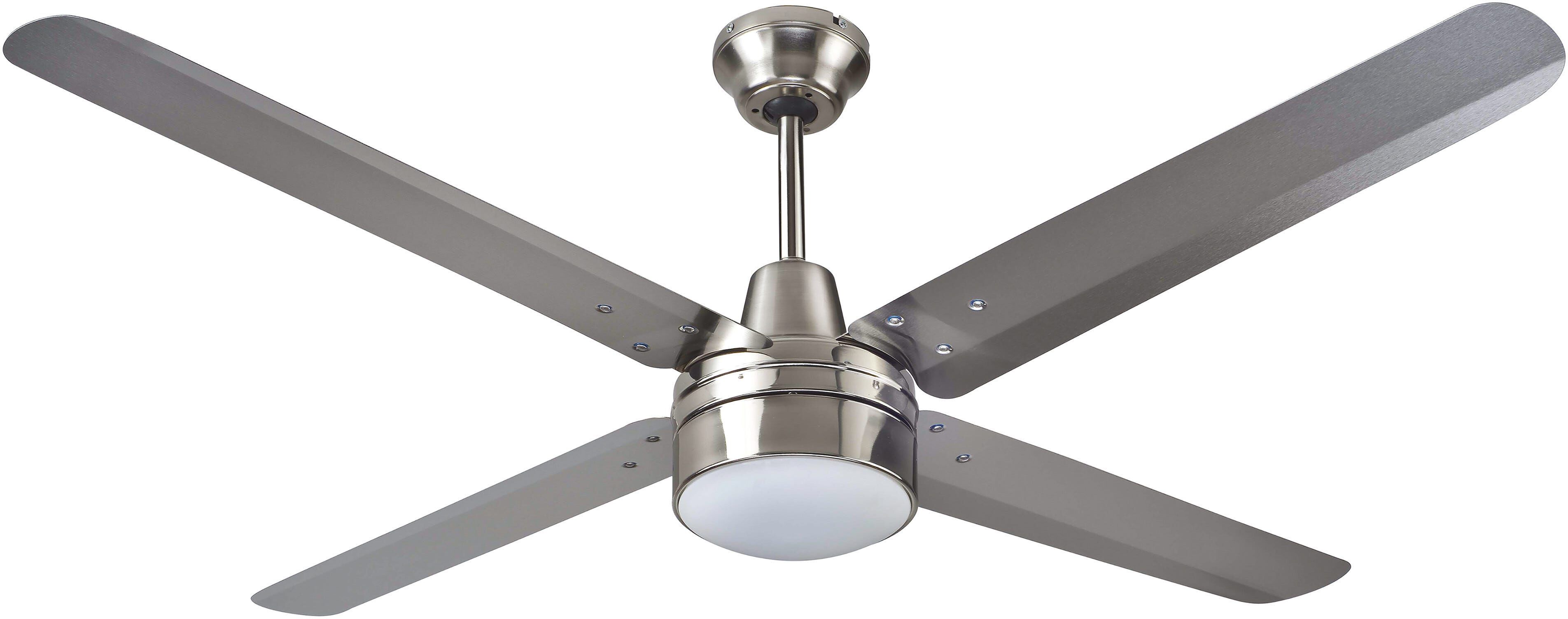 Zephir VENTILATORE DA SOFFITTO 4 PALE Ø 140 cm CON LUCE E COMANDO A MURO ACCIAIO INOSSIDABILE