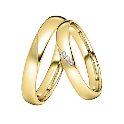 Trauring DOOSTI "Schmuck Geschenk Silber 925 Trauring Ehering Partnerring LIEBE" Gr. 54, gold (gelbgoldfarben), Fingerringe, Damen, 54,mit Zirkonia, Silber 925 (Sterlingsilber), 3,5mm, Trauring, wahlweise mit oder ohne Zirkonia