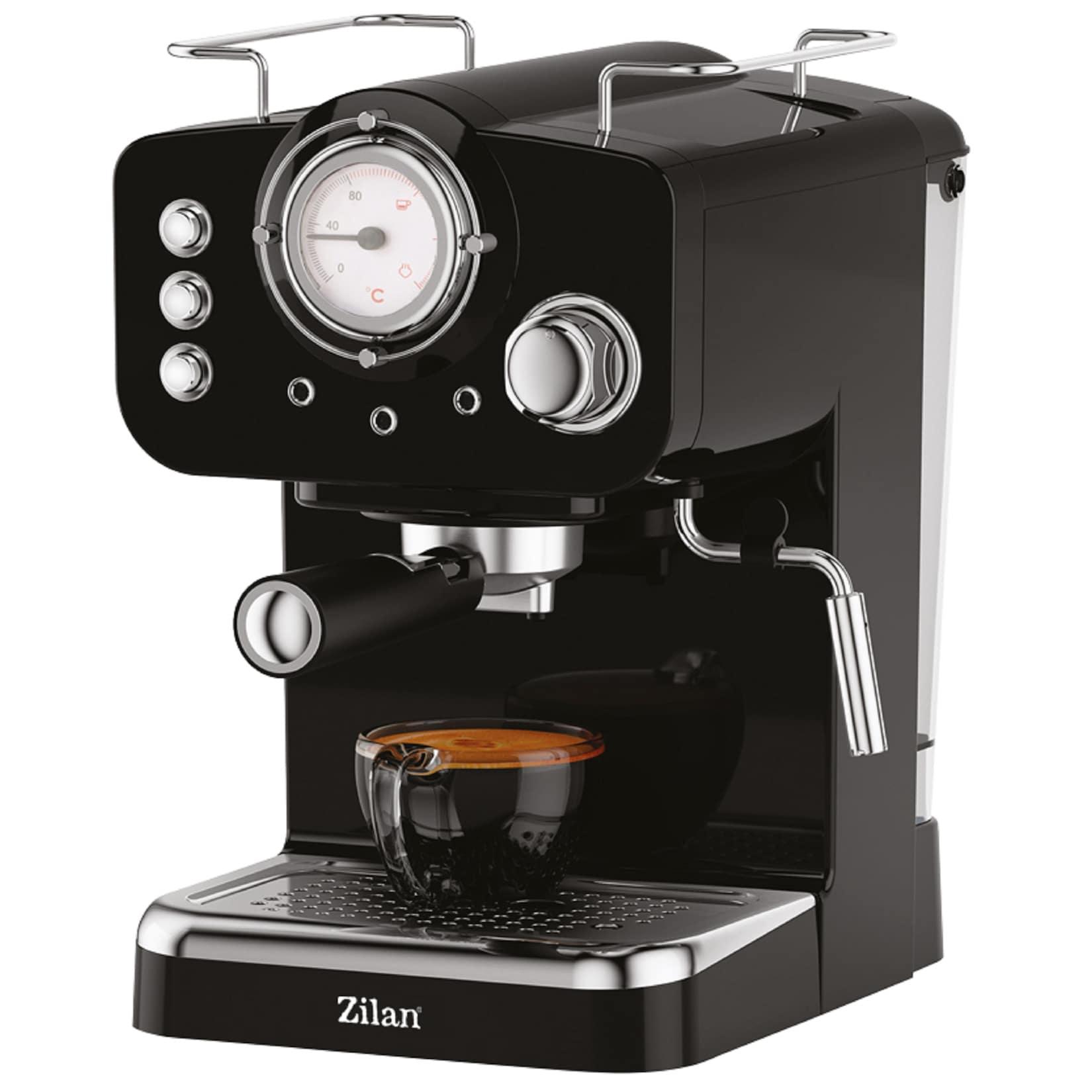 Zilan Espressomaschine mit Milchaufschäumer Siebträgermaschine 15 bar 1.25L schwarz