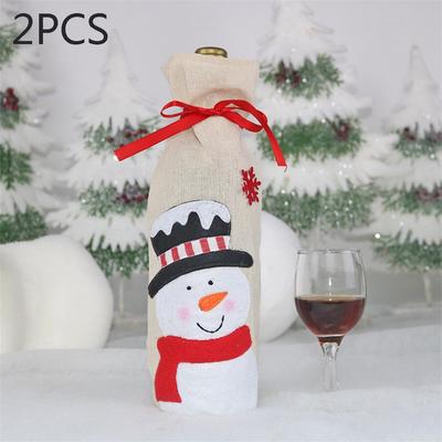 Snug & Styled Snowman Christmas Wine Bottle Cover Bag Reusable Holiday Wine Gift Decoration c