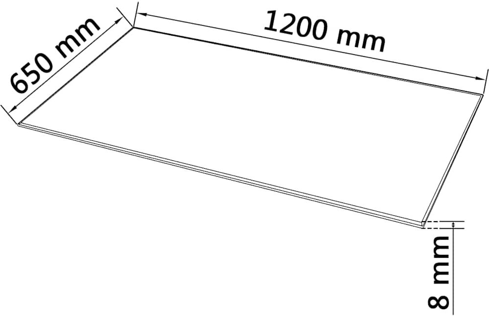 vidaXL Tablero de mesa de cristal templado cuadrado 1200x650 mm Transparente