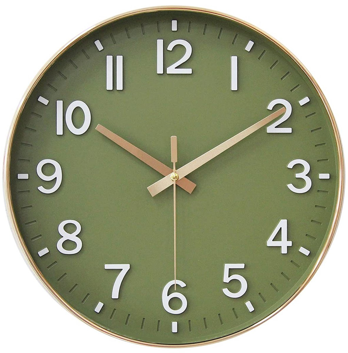 Unyqoos® Stijlvolle draadloze wandklok met stille werking en automatische tijdinstelling, groen, Diameter: 30 cm