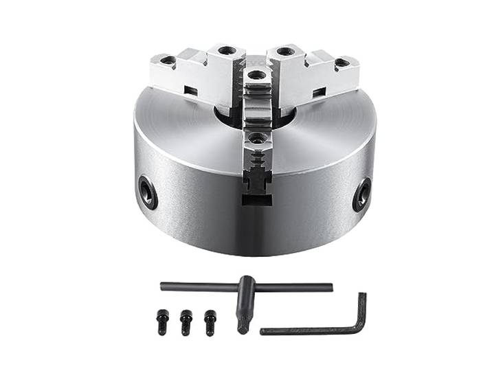 VEVOR Mandrin de Tour à 3 Mâchoires 250 mm avec Plage de Serrage 6-250 mm\, Centrage Automatique et Clé en T\, Mors Réversible pour Tours Fraiseuses Perceuses