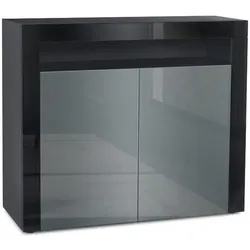 KOMMODE Valencia Grau Hochglanz / Schwarz Hochglanz