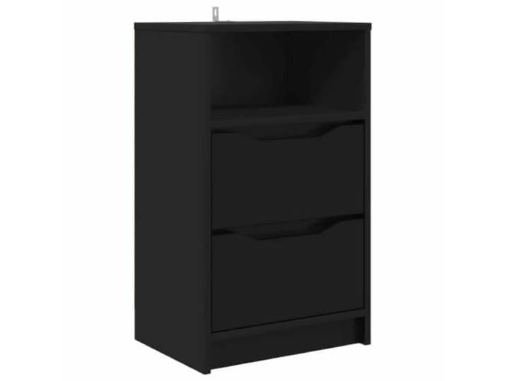 GHVBNMF Nachttisch Schwarz 40x30x67cm Beistelltisch mit 2 Schubladen Kompakter Nachtschrank aus Holzwerkstoff für das Schlafzimmer mit Ablagefach und geschmeidigen Schubladen.