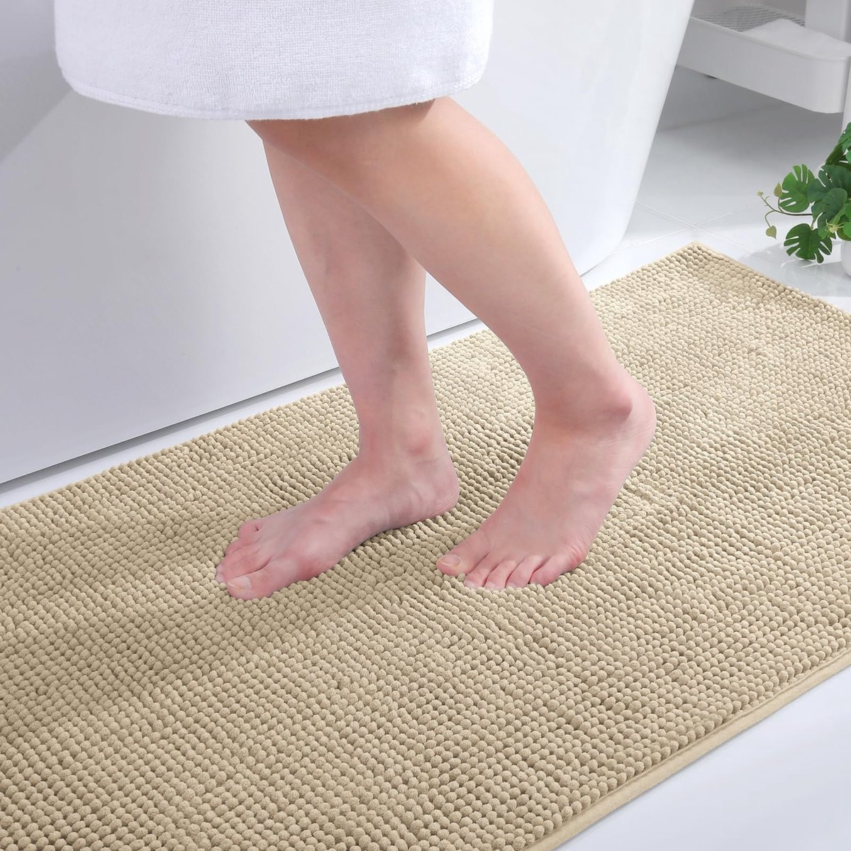 Homaxy Badmat Antislip Chenille Douchemat - Beige - 50 x 80 cm