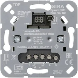 Gira S3000 Uni-LED Dimmeinsatz 540200 Komfort 2f, Schalter + Taster, Mehrfarbig