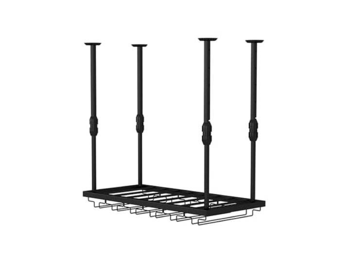 Failjierue Schmiedeeisernes Deckenbar-Weinregal in Schwarz Retro schwebender Kelchhalter aus Metall, Flaschenregal für Küche, Bar, Restaurant, Keller(Style 1,L100xW30cm)