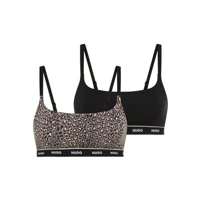 Bralette HUGO UNDERWEAR "TWIN BRALETTE DESIGN", Damen, Gr. L, N-Gr, open grau 070, Jersey, Obermaterial: 95% Baumwolle, 5% Elasthan, BHs Bralette, ohne Verschluss, ohne Polsterung