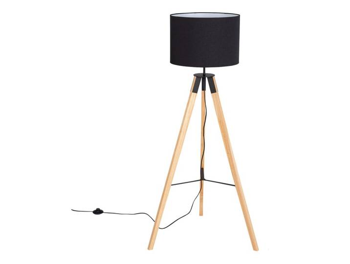 Lampadaire trépied H. 140 cm TERRENCE Noir et naturel