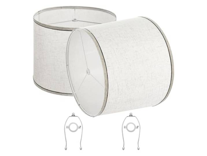 VEVOR Abat-jour\, 2 pcs\, 290x320x245 mm\, abat-jour de remplacement moyen avec harpe\, housse de rechange pour lampes de table\, lampadaires et suspensions\, assemblage facile\, lin clair avec bordure noire