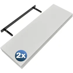 Casaria 2x Wandregal Matt Weiß mit Halterung 70cm Schwebend