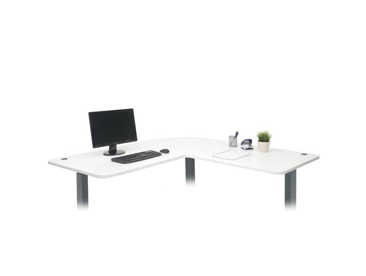 Tischplatte HWC-D40 für Eck-Schreibtisch, Schreibtischplatte, 90° MVG- weiß