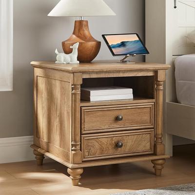 afulyperfllc Farmhouse End Table, Sofa Side Table with Charging Station, Nightstand