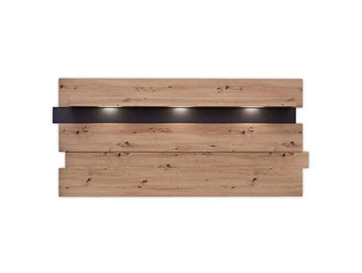 Stella Trading MEMPHIS Wandboard in Artisan Eiche Optik, Graphit - Vielseitig einsetzbares Wandregal mit LED-Beleuchtung - 202 x 93 x 26 cm (B/H/T)