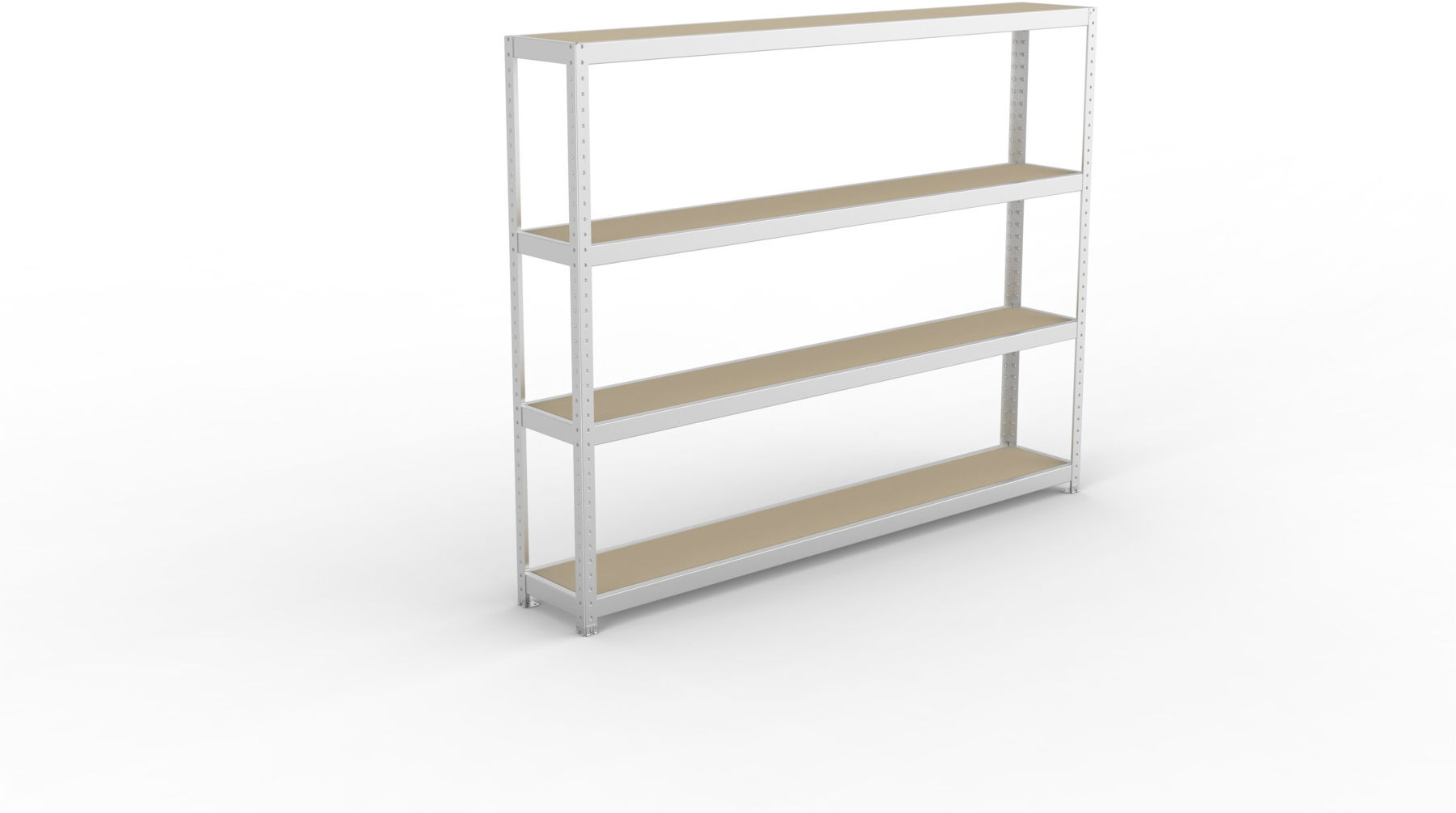 META SPEED-RACK Weitspannregal 1970x2500x400 mm in verzinkt mit 4 Fachebenen und Spanplatten (20081125)
