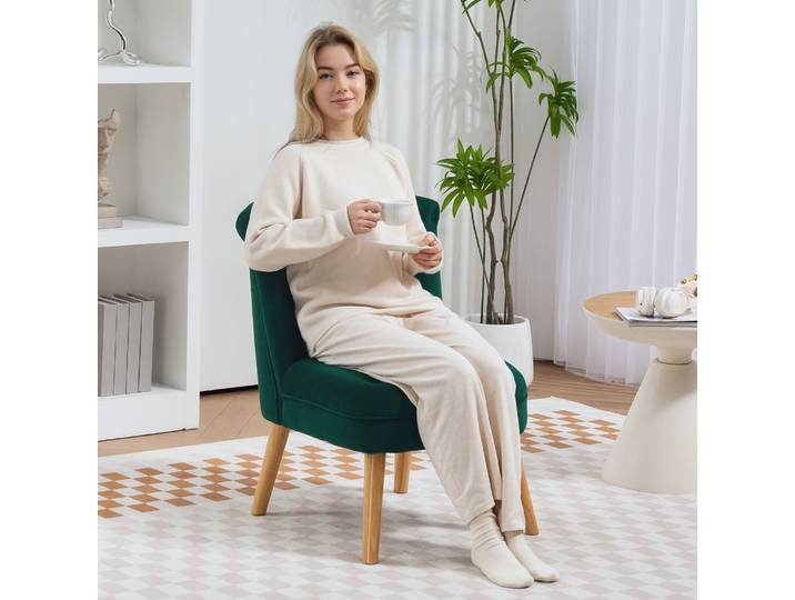 HOMCOM Fauteuil Velours Vert Capitonné 60x66x79 cm