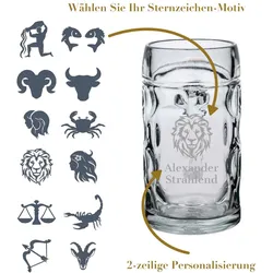 Bierkrug ISAR 0,5 l mit Eichung - Sternzeichen: Motiv-Auswahl