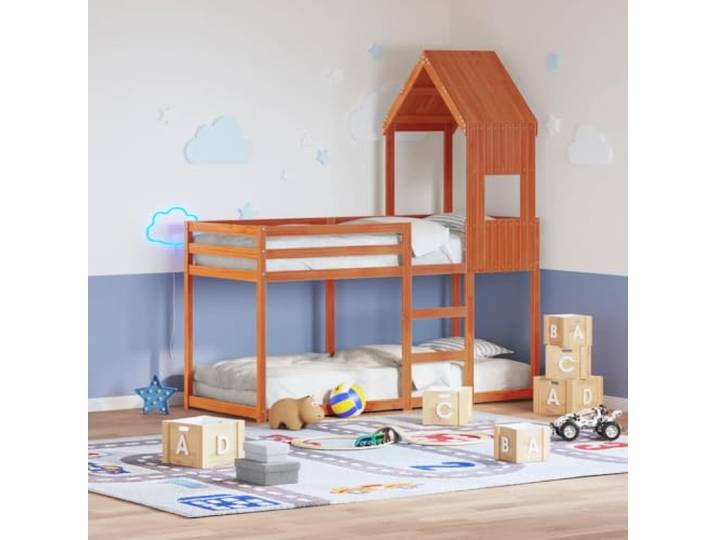 TUERYAFEK Dach Massivholz Wachsbraun 55x99x139,5 cm Kiefernholz, Offene Seite, Einfacher Ein- und Ausstieg, Nur Dach ohne Bett