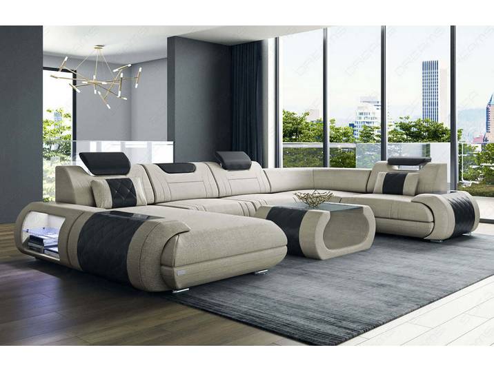 Wohnlandschaft Rimini U-Form aus Stoff