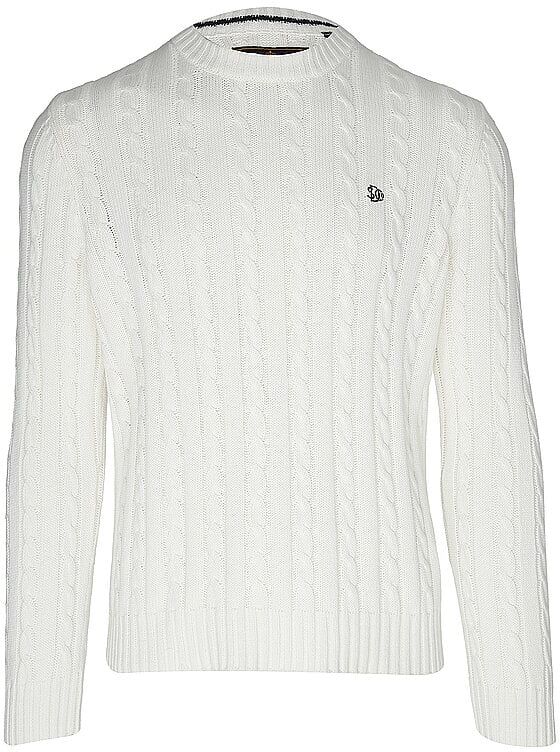 SUPERDRY Herren Sweater Cotton Cable Knit Crew Jumper creme   L M