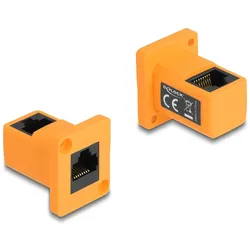 DELOCK D-Typ Modul RJ45 Buchse zu Buchse 90°gewinkelt orange