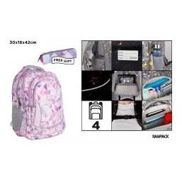 Main paper Rucksack mit vier Fächern (30 x 16 x 42 cm) + Federmäppchen (69949013)
