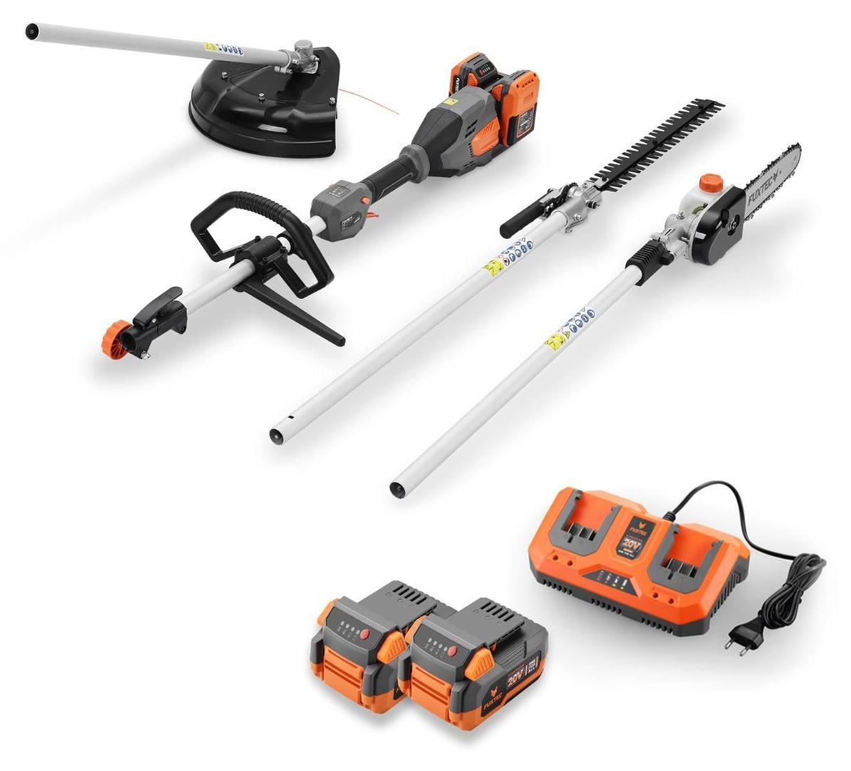 Fuxtec FX-E2MTSET 40V Accu Multitool met motormaaier, heggenschaar, kettingzaag, grastrimmer en grasmaaier
