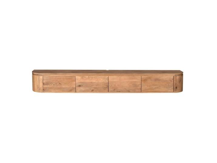 Meuble tv suspendu bois naturel bords arrondis 200 cm
