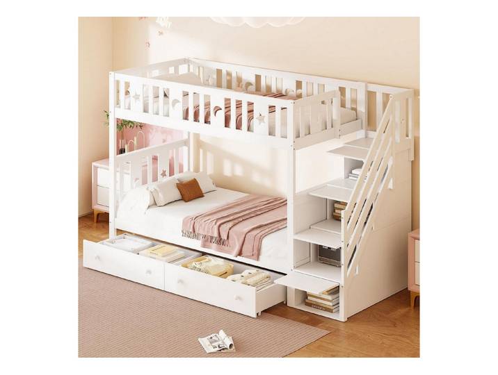 LuxusKollektion Etagenbett Etagenbett 90x200 cm weiß mit Stauraum (1-St)