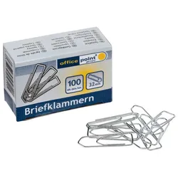 VEPATIM Büroklammern Briefklammern silber verzinkt 32mm (10 packs je 100 Stk) = 1000 Stk.