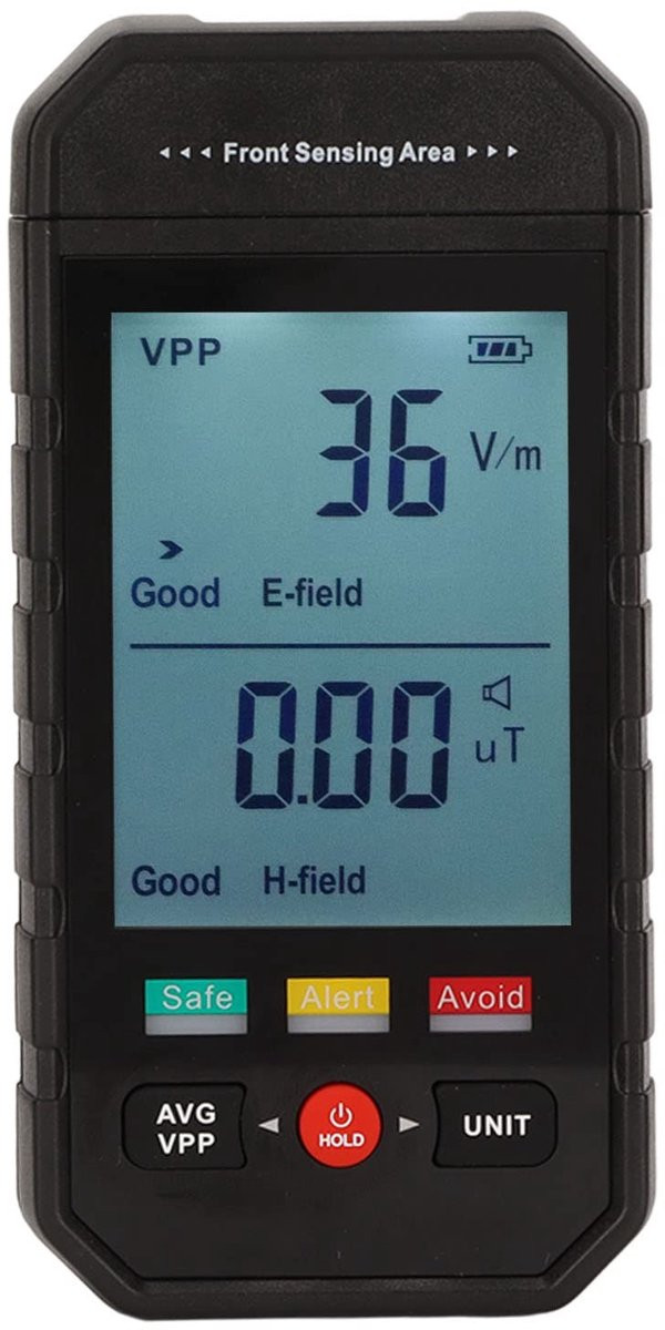 Allecto EMF Meter - Draagbare Digitale Stralingsdetector met Groot LCD Scherm - Zwart