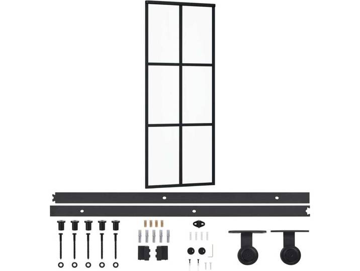 vidaXL Porte coulissante avec ferrure verre ESG & aluminium 76x205 cm