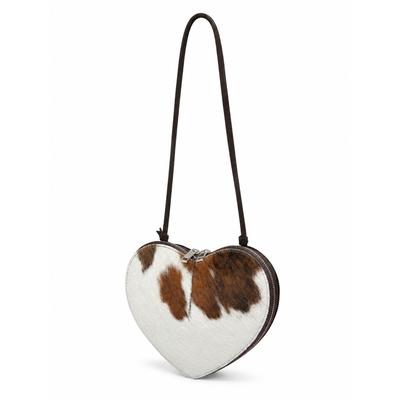 Umhängetasche "Herz", Damen, Gr. B/H/T: 20cm x 18cm x 3cm onesize, braun, Leder, COLLEZIONE ALESSANDRO, Taschen Umhängetasche, echtes Kuhfell vorne, echtes Wildleder hinten