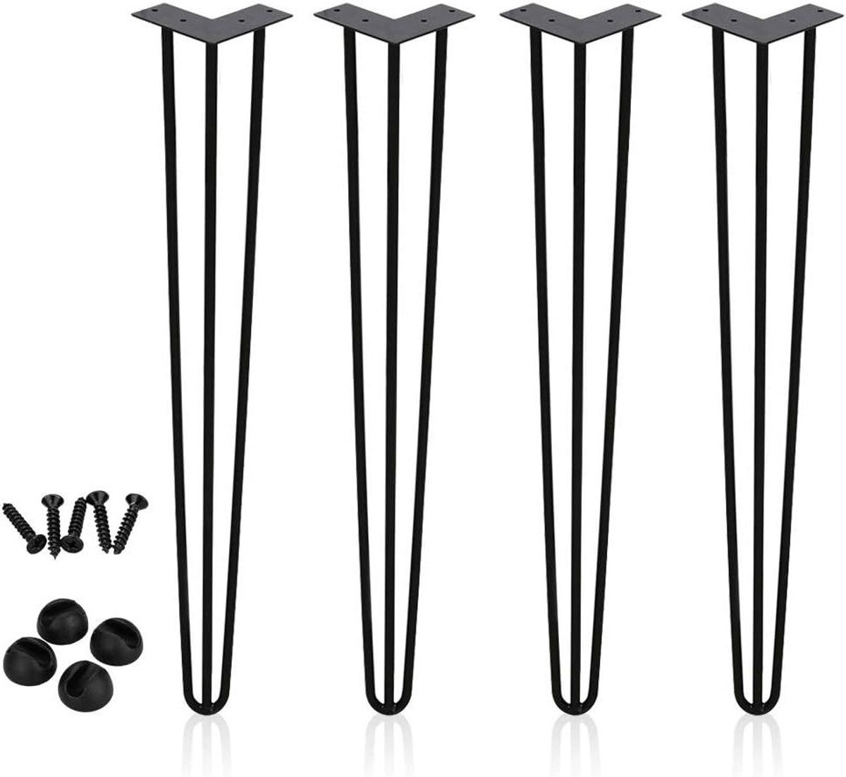 Set van tafelpoten Haarspeld - Zwart - 45 cm
