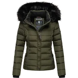 NAVAHOO Damen Steppjacke Hochwertige Winterjacke Mit Voluminöser Kunstpelz-Kapuze Miamor