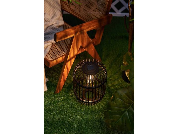 Lanterne solaire Sunshine Ray 34 x 25 x 34cm Noir Partiellement en bambou massif, naturel LED Module LED