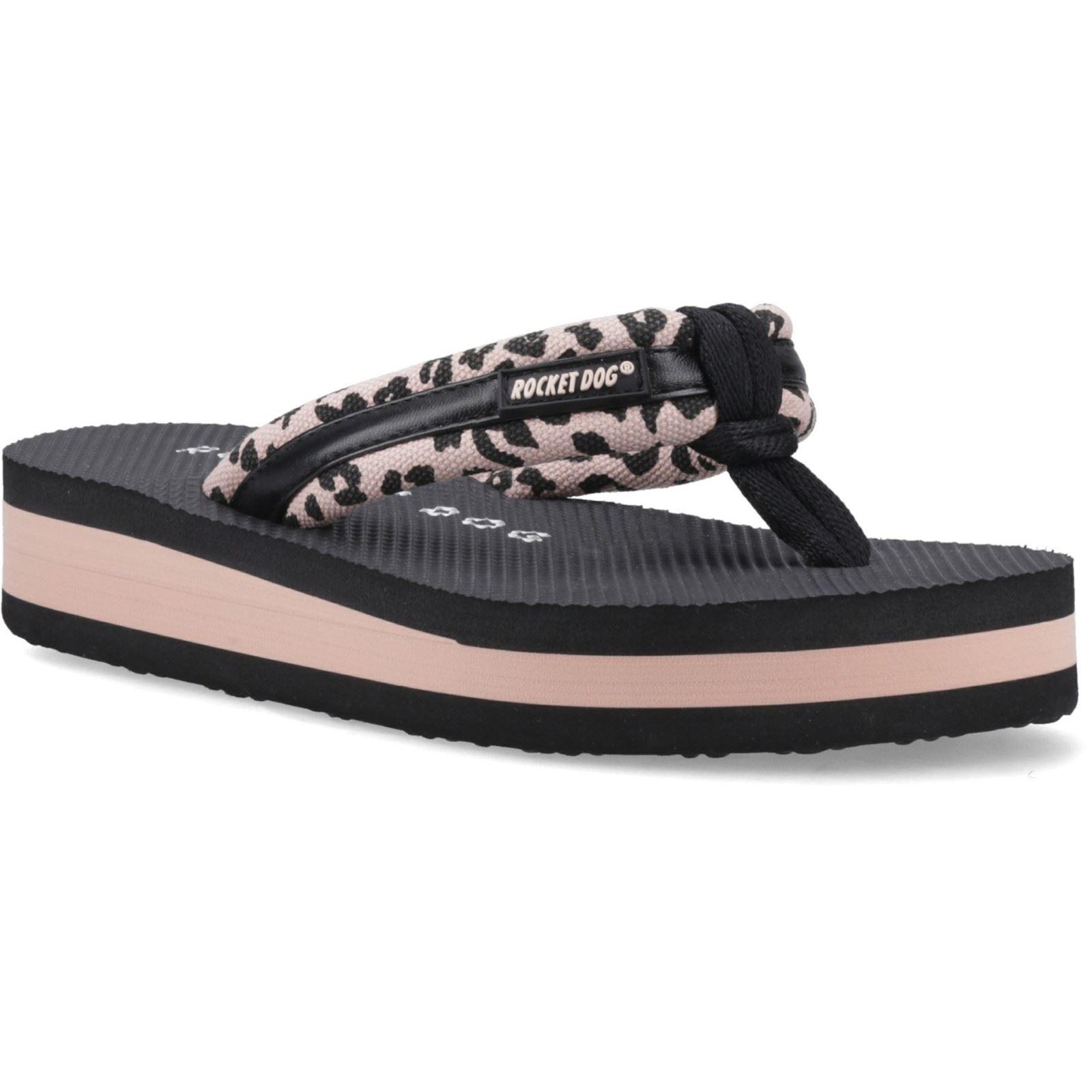 Rocket Dog Monica Leon Leopard Textiel Dames Licht Roze Slippers