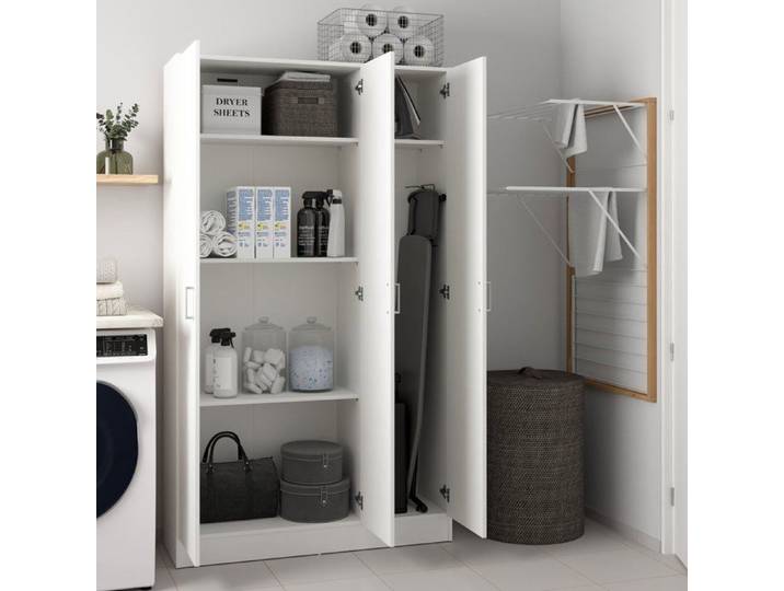 Grand Armoire Polyvalente Vado Dmora en Bois Stratifié Blanc 103.8x180h cm