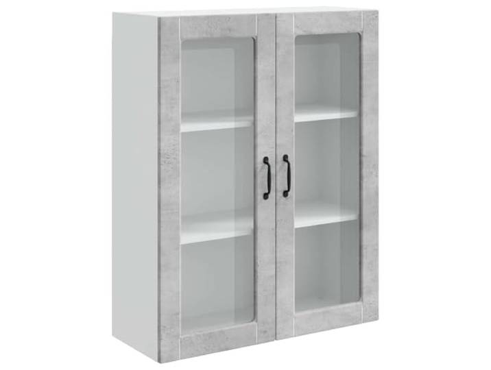 HKTMGDNG Küchen Wandschrank Holzwerkstoff Beton Grau 80x31x100 cm Moderner Hängeschrank für die Küche mit 2 Türen und 3 Fächern aus Holzwerkstoff für Teller und Tassen.