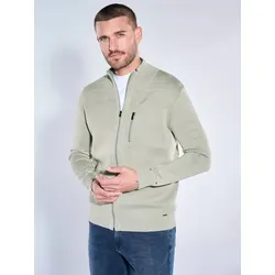emilio adani Herren Strickjacke mit Reißverschlussdetails Grau regular uni Stehkragen - XXL