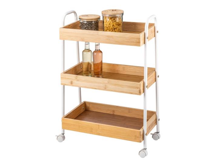 eluno Küchenrollwagen, weiß, Weiß, Holz, 50x69.5x28 cm, Esszimmer, Servierwagen