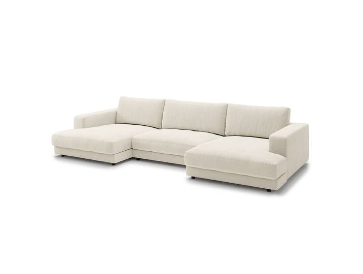 Wohnlandschaft Weiß Feincordstoff Feena 170cm Gleichschenklig Modern Polyurethanschaum